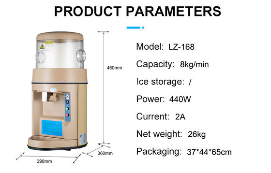 8 kg/min Haus-Eis-Rasierer LZ-168 für Hawaii Menge/min 8 kg/min Ausbeute 8 kg/min