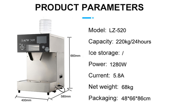 Hohe Produktivität 300 kg pro Tag LZ-620 Schnee-Eis-Anlage Maschinenmaschine für Eiscreme